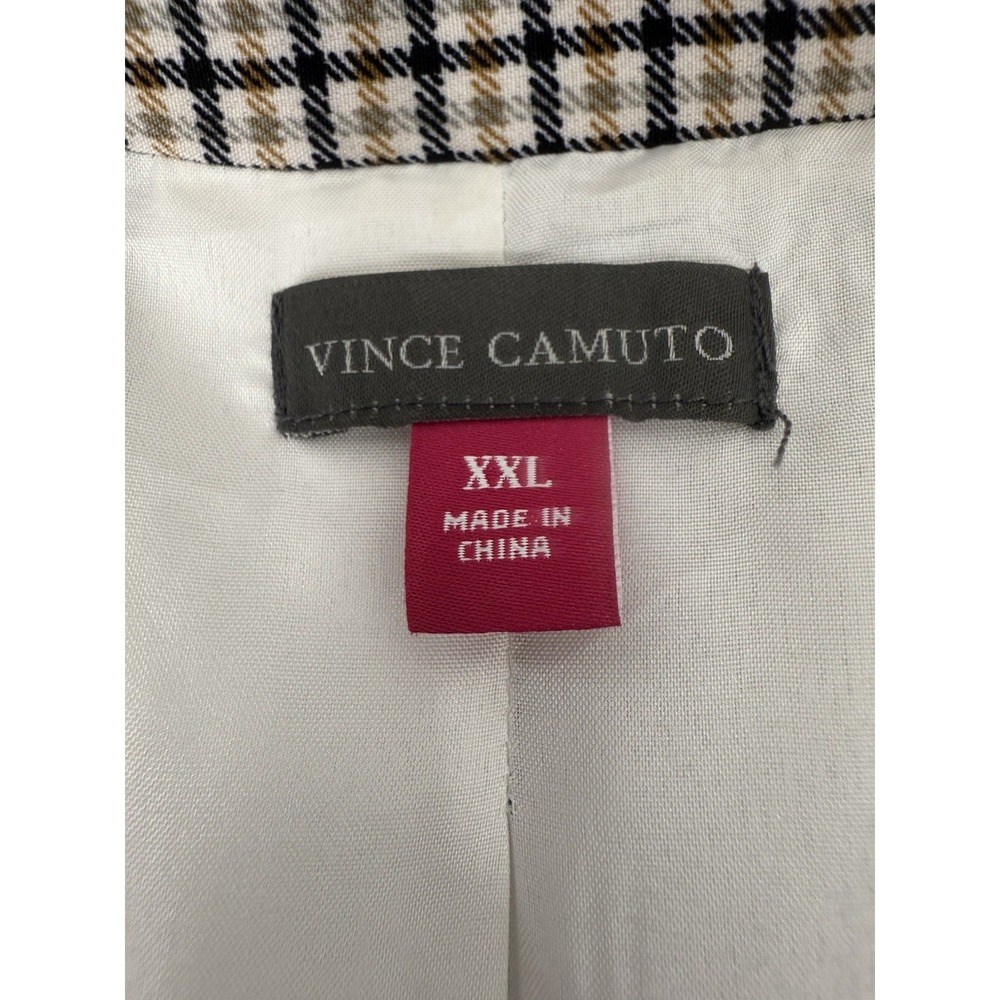 Vince Camuto Plaid Blazer Brown Black Cream Stretch Knit Lined Womens Size XXL - Picture 3 of 12